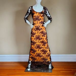 Missoni Vibrant Orange and Black Floral Maxi Dress